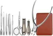 Manicures, Pedicure Kits, Nail Clippers, 9 Pieces Nail Scissors Set Professional Pedicure Nail Set Stainless Steel Beauty Care Tools Beauty Set with PU Leather Set Professional Grooming Kits (Color :