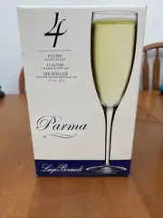 Luigi Bormioli 6 3/4 Oz Parma Crystal Glassware Set of 4 Made In Italy New