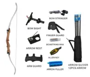 Topoint R7 Wooden Takedown Recurve Bow Set 48-62inch 16-36lb Target shooting
