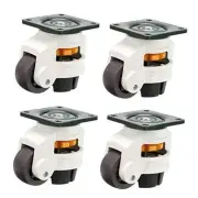 4-Pcs Leveling Machine Casters with Nylon Wheel and Rubber Foot, Retractable
