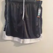 AND1 Mens Core Basketball Shorts Black & White Elastic Waist Size 2XL (44-46).