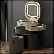 Small Makeup Dressing Table with Mirror Makeup Chair Bedside Study Service Lounge Vanity Table Set Solid Wood Cushion Stool