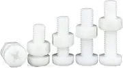 10/20/30set M4 M5 M6 M8 Length 6-50mm Nylon Pan Head Machine Screw Plastic Round Bolt Nut White Complete Set of Accessories Matching(20mm (20set),M6)