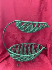NEW FLAWLESS Unique PIER 1 IMPORTS Double PALM LEAF Nautical WICKER BASKET BOWL