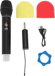 Professional Microphone with Lights 6.35MM UHF Rechargeable Cordless Dynamic Microphone for Home Stage Performance Karaoke