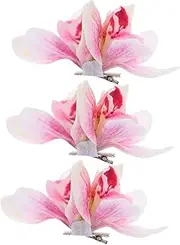 CLISPEED 3Pcs Tropical Floral Hair Clips Realistic Cymbidium Barrettes for Weddings Beach Vacations and Versatile Bride Hair Accessories and Wedding Hair Adornments