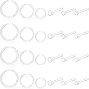 [Ftovosyo] 18G Clear Nose Studs Plastic Clear Nose Rings for Work Sports MRI Different Sizes Nose Retainer Nostril Piercing Jewelry for Women Men