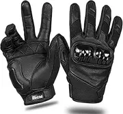 BUCHII Leather Motorcycle Gloves Men & Women Multi Purpose Hard Knuckle Cover Full Finger Goatskin Motorbike Gloves for BMX ATV MTB Riding Road Racing Motocross