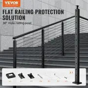 Cable Railing Post 42" x 1" x 2" Steel 30 degree Angled Hole Stair Railing Post 12 Pre-Drilled Holes SUS304 Stainless Steel Cable Rail Post
