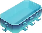 Framed Swimming Pools Above Ground Foldable Outdoor Kiddie Pools Rectangle with Slide Includes Patches with Sturdy Support for Backyard Beach(A,1.8m/6ft)