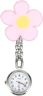 [LIFKOME] Acrylic Cartoon Pocket Watch with Clip Easy to Read Dial Durable Design Fun Floral Style for Nurses and Doctors Quartz Movement for Everyday Use
