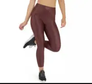 NEW Spanx Metallic Dot Print Active 7/8 Leggings Wine Color Size M By S Blakely