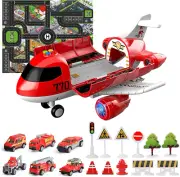 Airplane Toys with Light and Sound Fire Trucks Set Transport Cargo Airplane Car