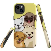 For iPhone 14 Plus Case Tough Protective Cover, Illustrated Puppies