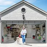 Magnetic Closure Garage Door Fly Screen,Door Screens for Keeping Out Flies,Door Mesh PET Retractable Screen Curtain Cover with Weighted Bottom,for Courtyard Studio(Gray,14 * 7FT(436 * 218cm))