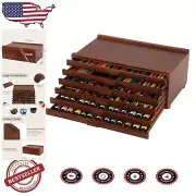 Upgraded Walnut Wood 6-Drawer Art Supply Storage Box with Removable Dividers