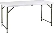 Heavy Duty 6ft Trestle Folding Table Plastic Trestle for Garden Patio BBQ Picnic Party Dining Camping Catering Market White with Carrying Handle