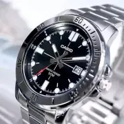 Casio Men Metal Band Watch Silver Stainless Original New MTP-VD01D-1E Black