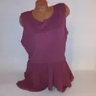 Cleo Blouse Tank Top 1X Mauve Pink Peplum Scoop Neck Sleeveless Ruffle New