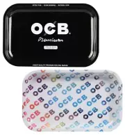 ROLLING TRAY OCB TOBACCO CIGARETTE METAL TRAY RAINBOW BLACK MEDIUM