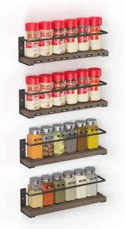 Spice Rack Organizer for Cabinet Door or Wall Mount (4 Pack) with 415 Spice Labe