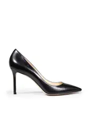 Black Slip On Leather Pumps