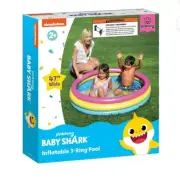 Baby Shark Pinkfong 3-Ring Inflatable Swimming Pool 47" Wide NEW!