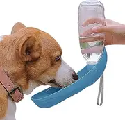 Dog Water Bottle 550 ml Dog Water Bottle for On The Go Drinking Bowl for Cats Easy to Carry Foldable Dog Water Bottle for Outdoor Activities (Blue, One Size)