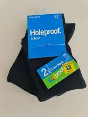 Holeproof 2 Pack Kids Crew Cotton Blend School Sock size 5 8 Colour Black Yellow