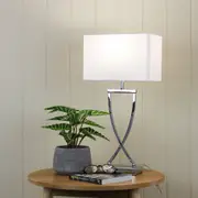 Oriel Lighting CHI Stylish Bedside Lamp with Polyester Shade in Chrome