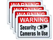 (4-Pack) Video Surveillance in Use Sign Warning Security Cameras in Use Sign Lar