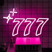 777 Neon Sign Angel Number Neon LED Sign Luck Seven Neon Lights Pink White