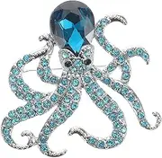 [Healvian] Metal Brooch Pin Octopus Design Rhinestones Jewelry for Women Stylish Accessory for Everyday Outfits