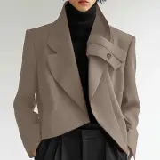 INCERUN Mens Solid Color Casual Long Sleeve Blazer Irregular Design Fashionable Men's Suit for Spring Fall