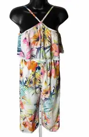 Big Girls Tropical-Print Halter Jumpsuit Size 10