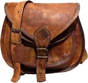 [Madosh] Womens Shoulder Bag Crossbody Satchel Ladies Purse Casual Brown Genuine Leather Bag