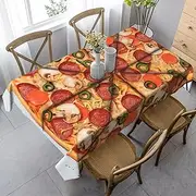 [QMNEHJ] Rectangle Tablecloth 35''x 55'' Wrinkle Resistant Waterproof Table Cover Farmhouse Table Cloth I Love Pizza Decorative Fabric Dining Table Cover for Kitchen Banquet Party
