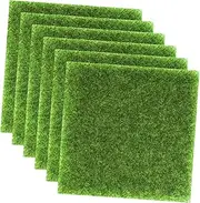 VANZACK 6Pcs Wear Resistant Decorative Grass Mats for DIY Landscaping Realistic Fake Grass Pads Compact Micro Landscape Accessories