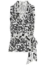 Diane Von Furstenberg Ariane Printed Jersey Wrap top - Black And White - L (UK14 / L) L (UK14 / L)