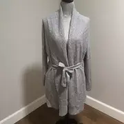 UGG CHEYENNE WOMENS GRAY 100% CASHMERE SHAWL SWEATER WRAP ROBE SIZE M MEDIUM