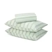 Stripe Flannelette Cotton Sheet Set - Queen Bed, Sage