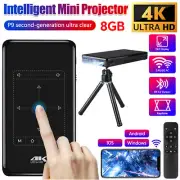 New HD 4K Smart Mini Projector Android WiFi Bluetooth 1080P 8GB Home Theater