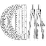 2 Set Protractor and Compass Set, Student Geometry Math Set Drawing Compass