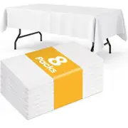 White Plastic Table Cloth Rectangle Table 8 Pack,2.7m × 1.3m Tablecloth for 1.8m Tables,Table Cloth for Disposable Use,Table Cover