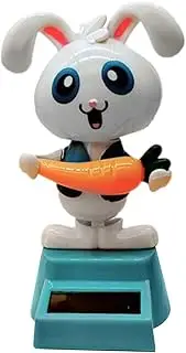 Solar Bobblehead, Easter Rabbit Figures, Dashboard Accessory ABS Material Cute Dancing Bunny Car Toy Shaking Head Doll for Home Automotive Outdoor Decoration