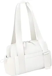 Oshhni Travel Gym Tote Fitness Tote Bag Lightweight Portable Shoulder Handbag Yoga Gym Bag for Weekend Fitness Dance Hiking Camping, White