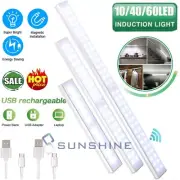 LED Motion Sensor Under Cabinet Closet Light USB Rechargeable Kitchen Lamp Strip