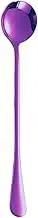 Tablespoons Stainless Steel Long Handle Spoon Stirring Spoon Creative Thickened Ice Spoon Colorful Purple Beautiful Exquisite Kitchen Spoon Serving Spoon (Color : Purple, Size : Pointed Spoon)