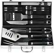 POLIGO 22PCS Heavy Duty BBQ Grill Accessories Set, Non-Slip Grill Tools for Outdoor Grill Set Thicker Stainless Steel Grill Utensils Set, Deluxe Grilling Set with Aluminum Case Ideal Gifts for Men Dad
