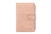 Women Men RFID Passport Card Holder Combo Travel Wallet With Zipper Card Slots-Pink